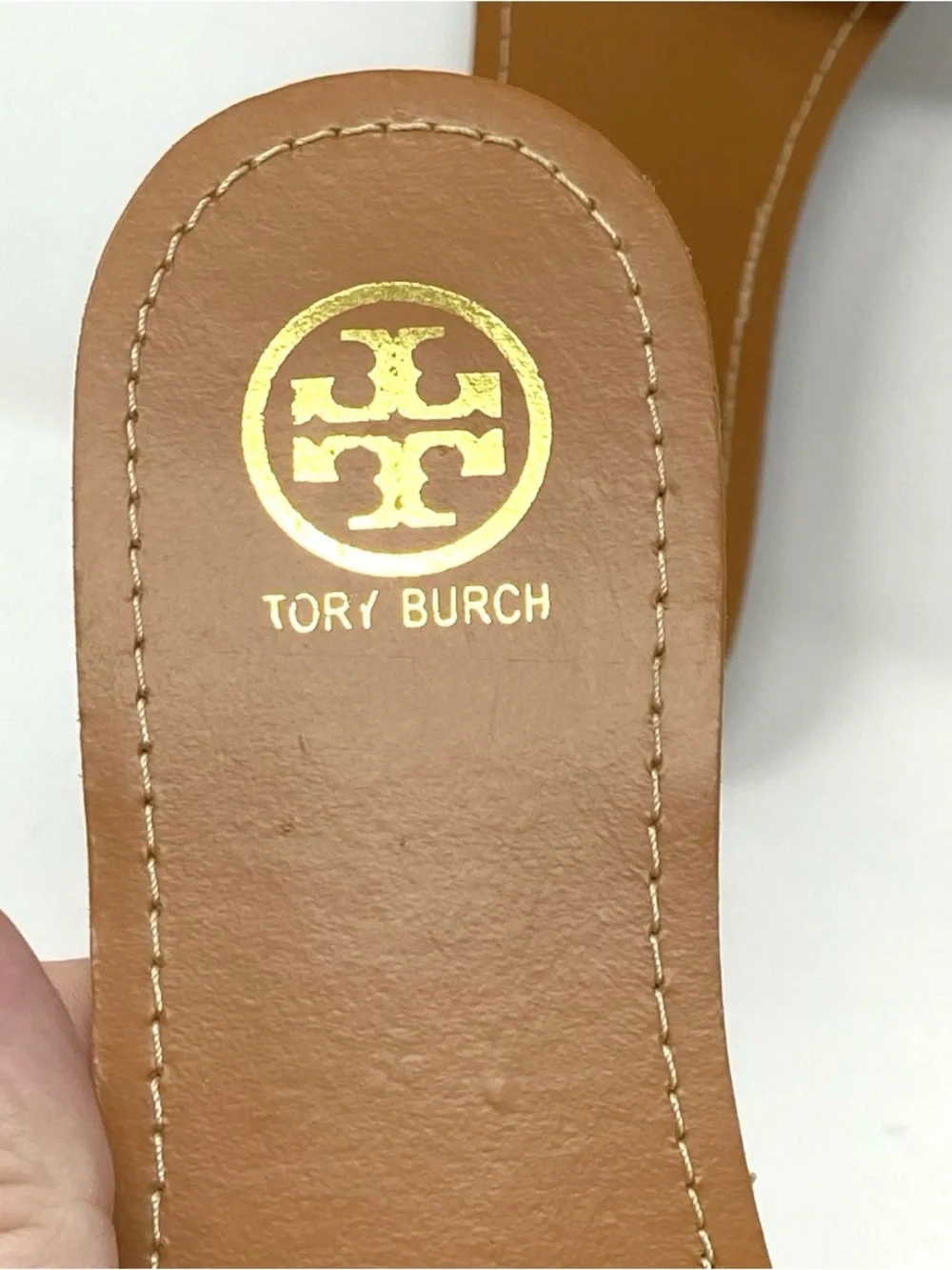 Tory Burch Ines Large Logo Slide Leather Flat Sandals Brown Black EUR 40 / US 10